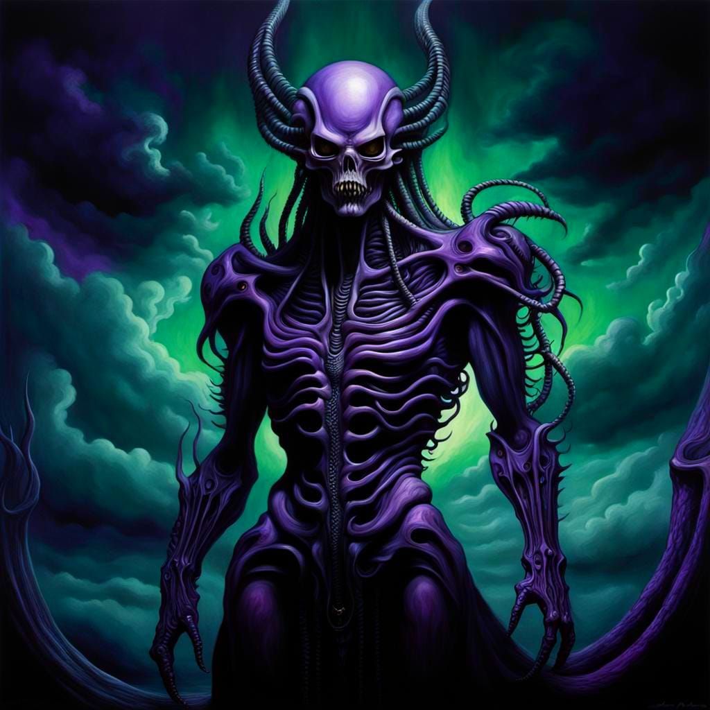 Horrific Demonic Deadite in Giger Style