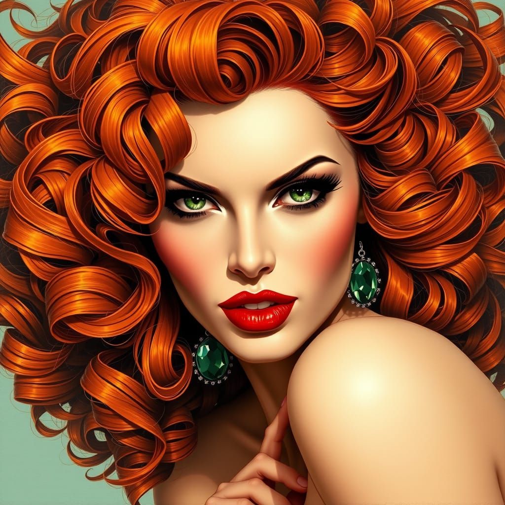 Sultry Pin-Up Beauty in Warm, Vibrant Hues