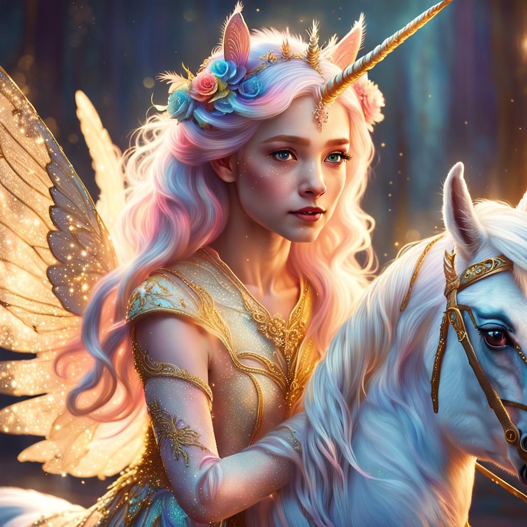 Fairy Princess on Unicorn: Fantasy Concept Art