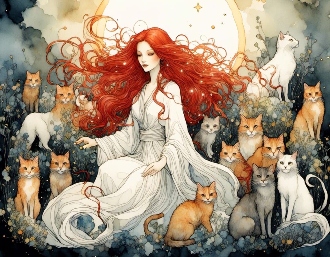 red witch in white robes