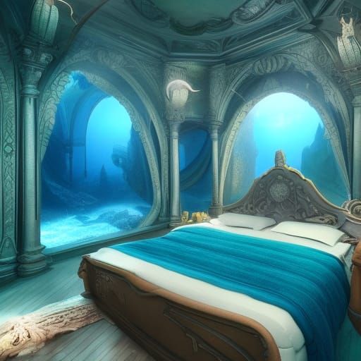 Fantastical Underwater Bedroom in Deep Color