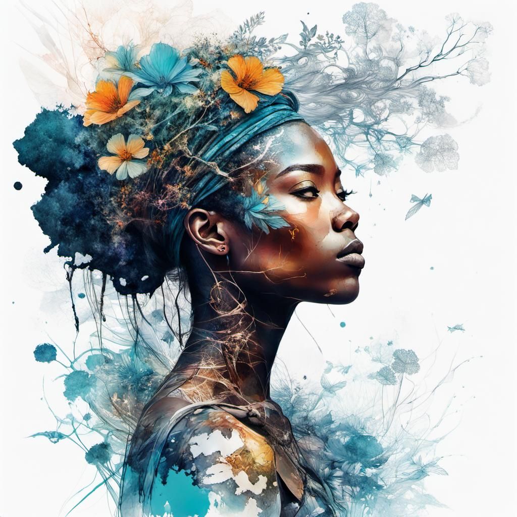 Fantasycore Double Exposure Silhouette in Digital Art Style