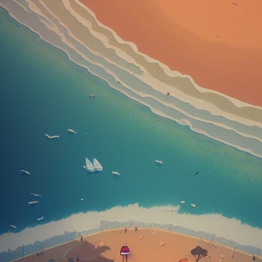 Red Sand Beach by Studio Ghibli in Anime Style