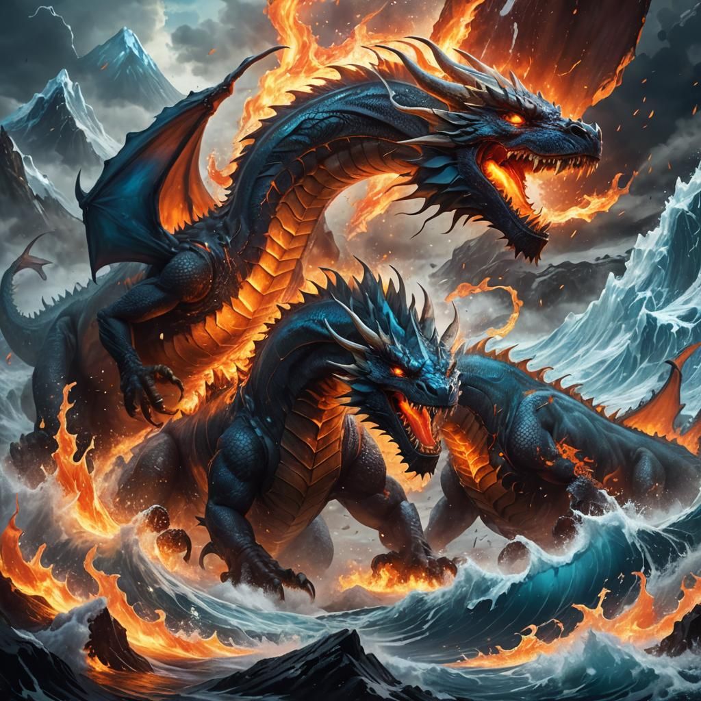 Fire and Ice Dragons Clash in Volcanic Tsunami