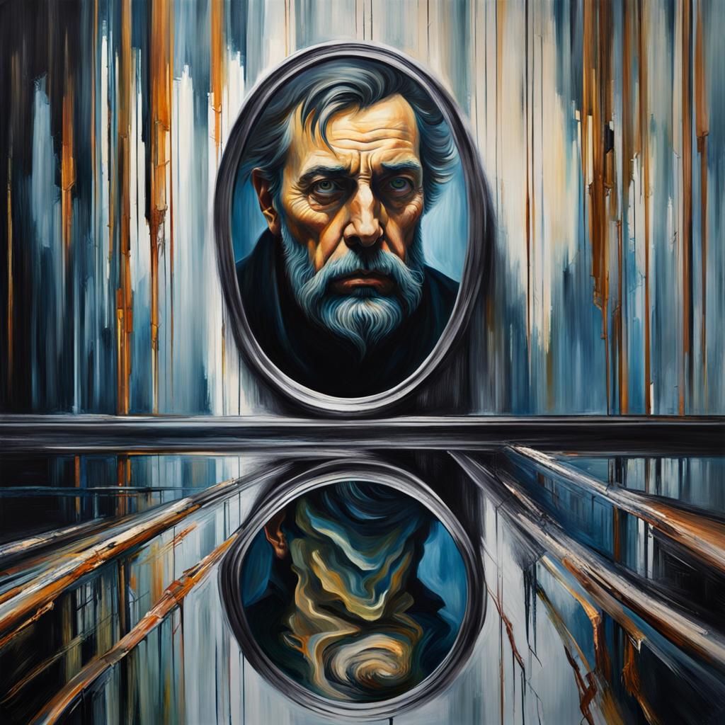 Man's Reflection Stares Into The Abyss