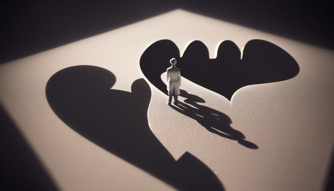 3D lonely hearts souls vast irregular negative space  chromo...