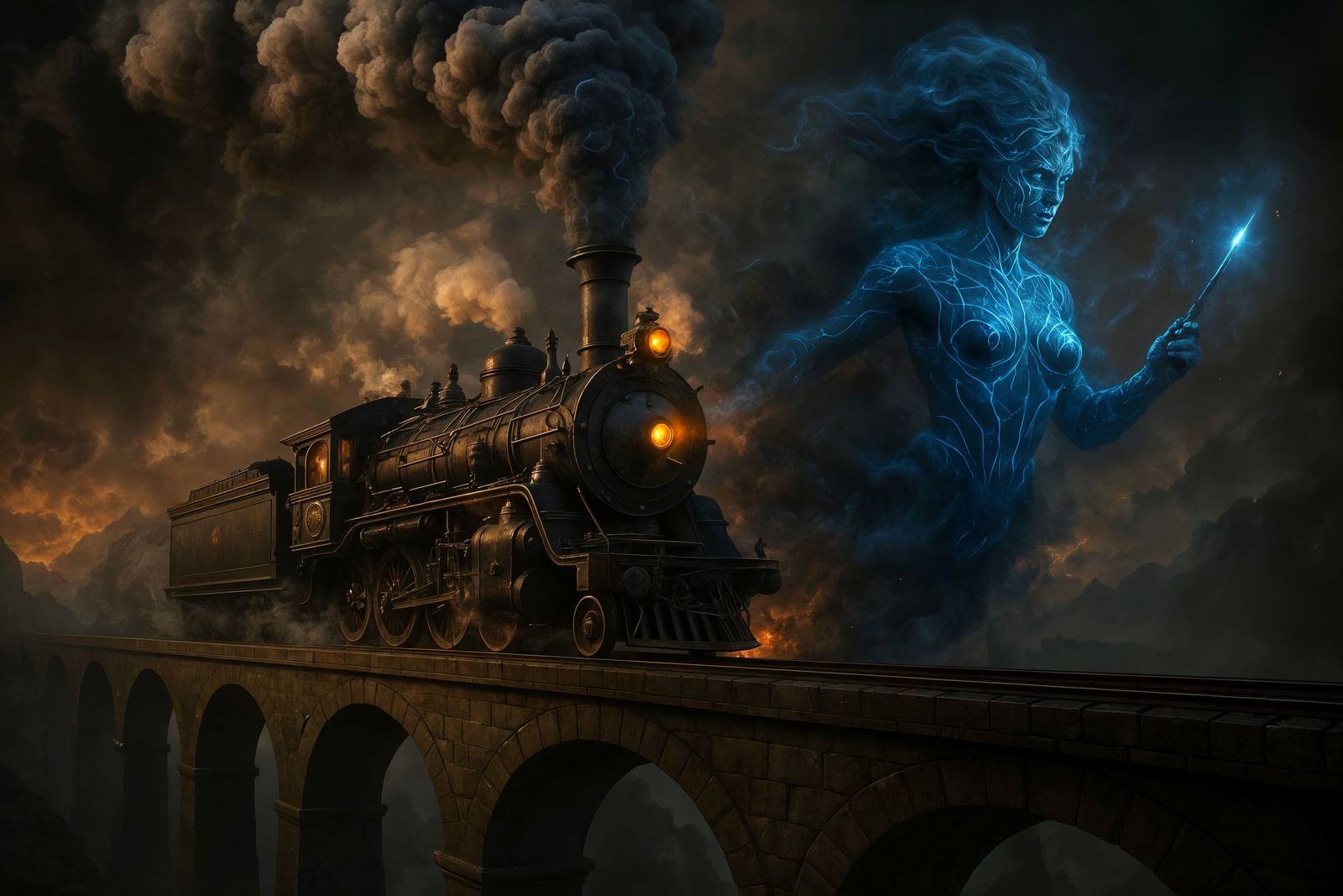 Ornate Locomotive Creates Smoke Sorceress in Abyss