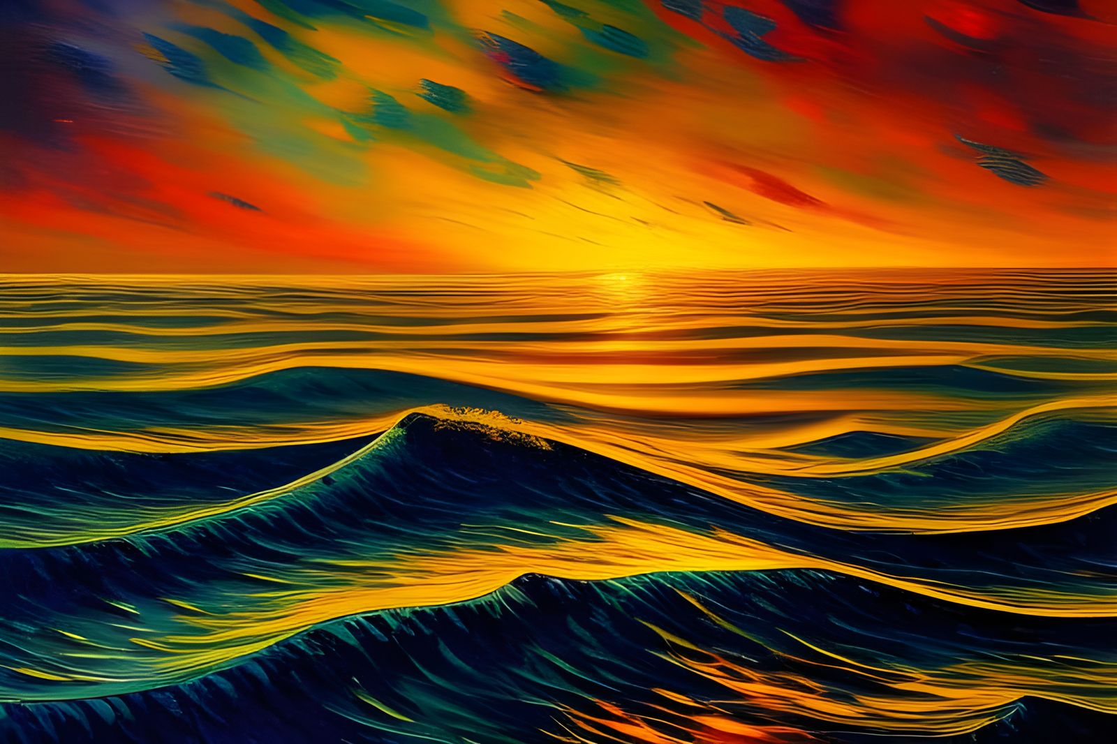 Steampunk Seascape with Impasto Sky