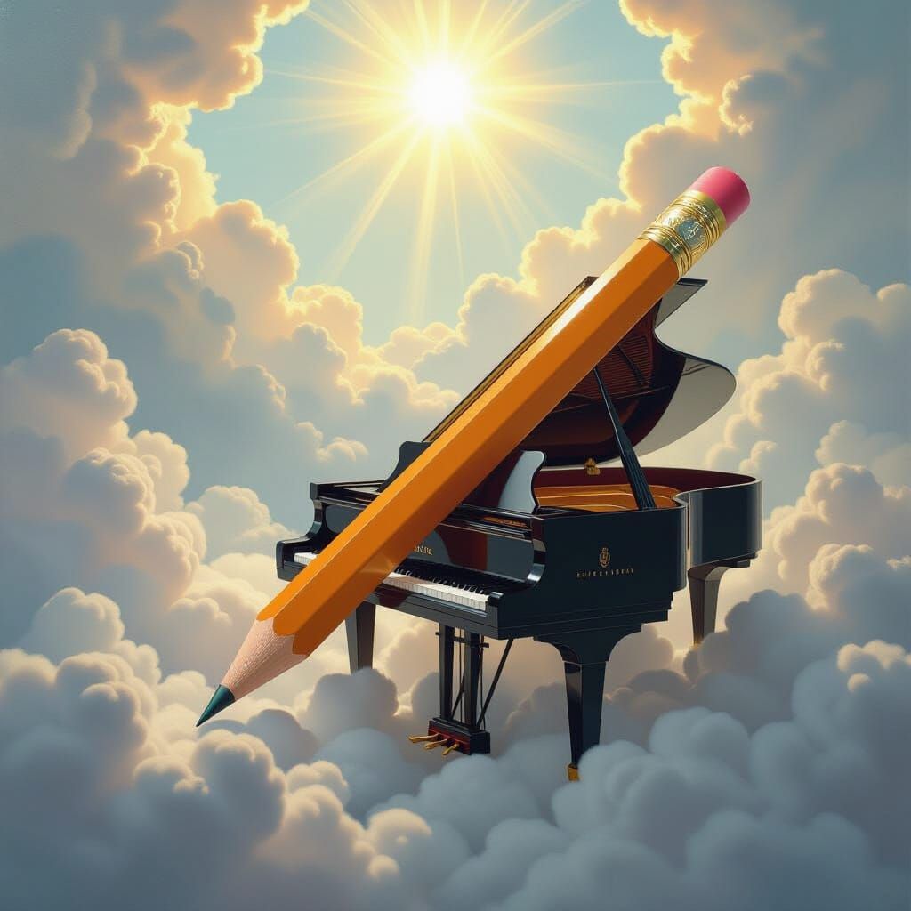 Pencil Transforms Into Ethereal Piano Music in Surreal Oil P...