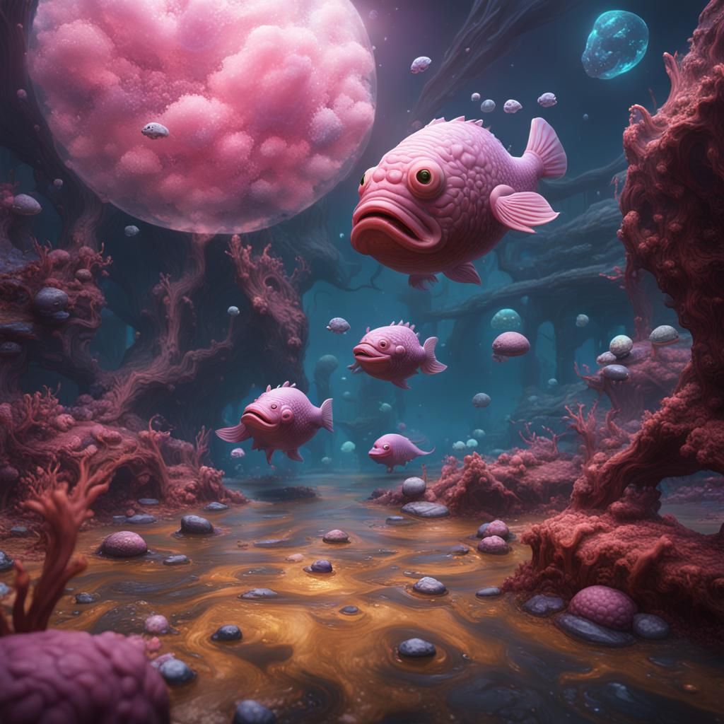 Detailed Blobfish Matte Painting in Deep Color