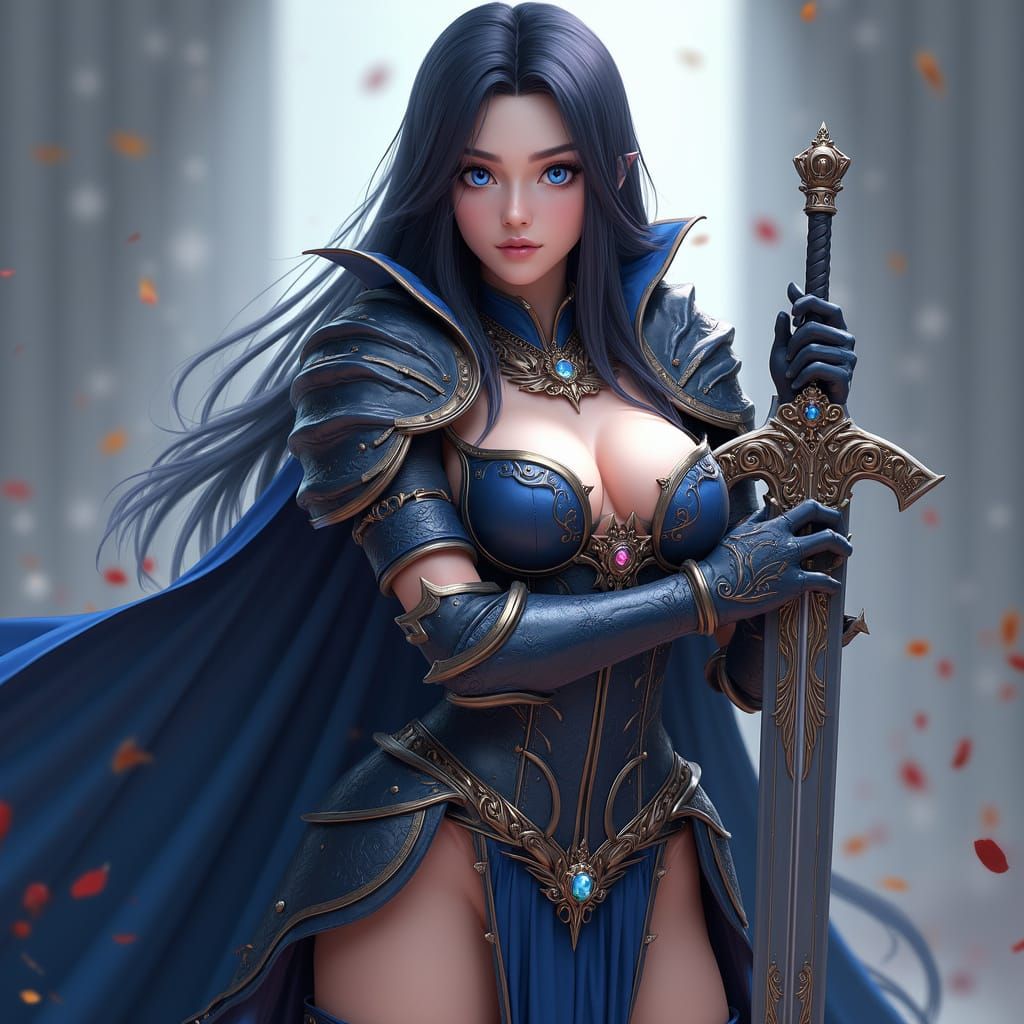 Elegant Medieval Gladiator Woman in Intricate Armor