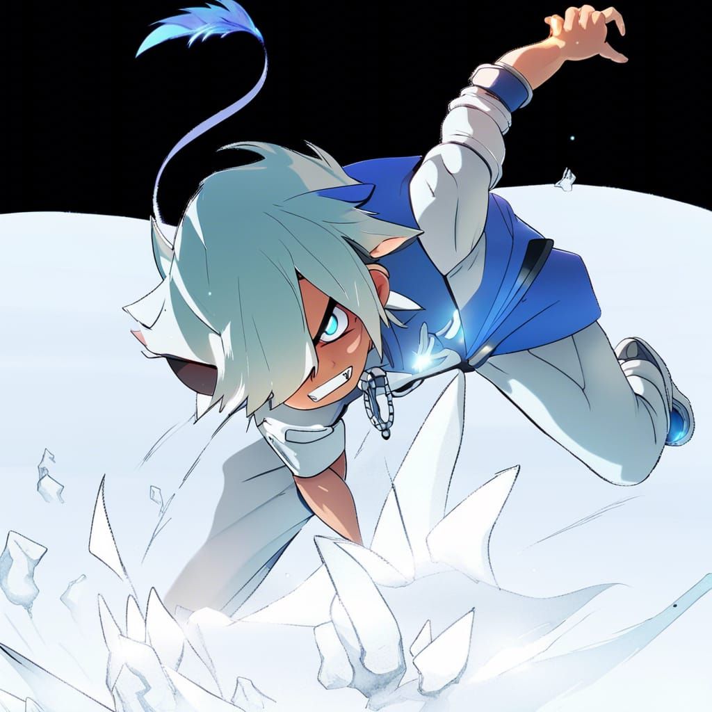 Angry Magical Boy with Ice Magic in 3D