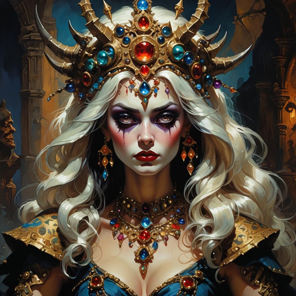 Fantasy Sorceress in Baroque Oil Painting Style