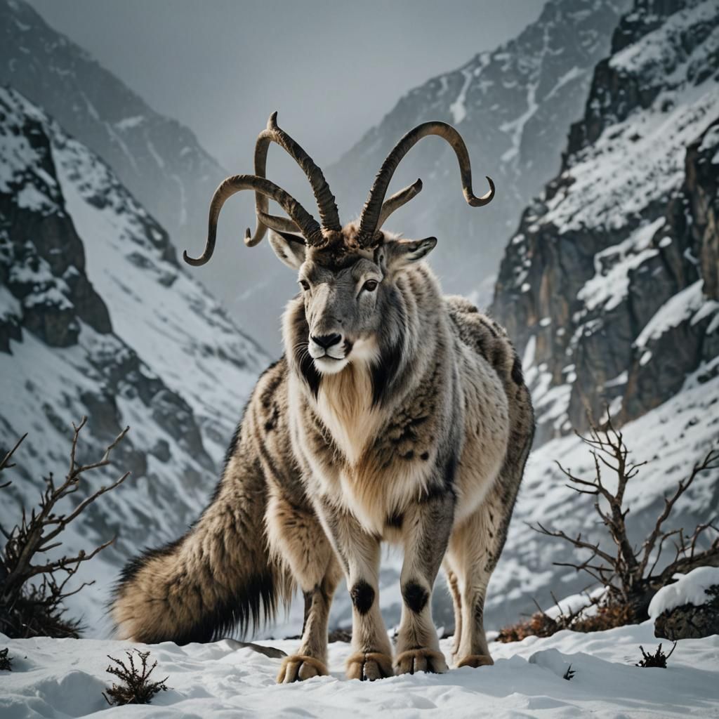 Hybrid Animal of Goat, Wolf, Leopard, and Hare