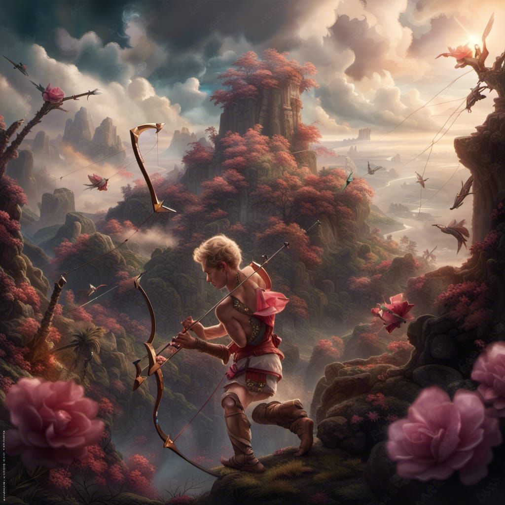 Abstract Cupid Archer Digital Matte Painting