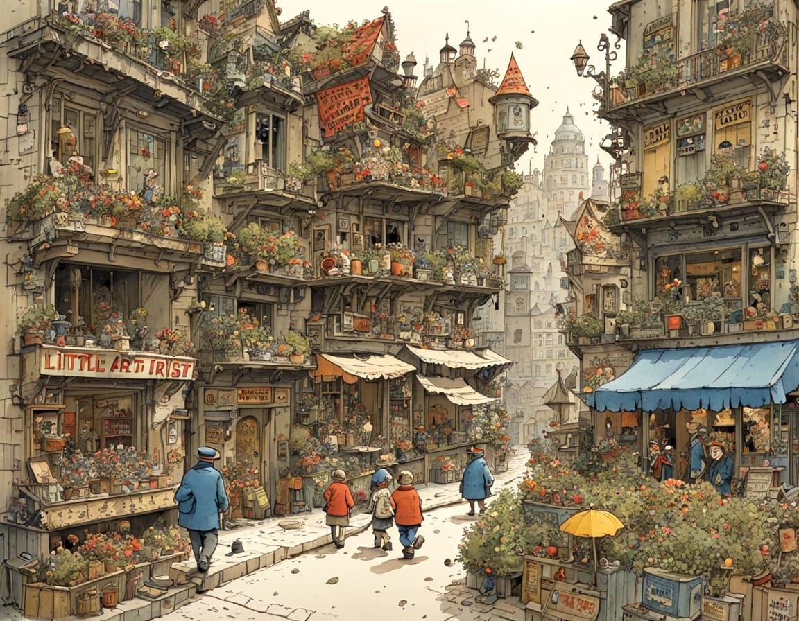 Whimsical Watercolor Dreamscapes in Ink Splash Art Style