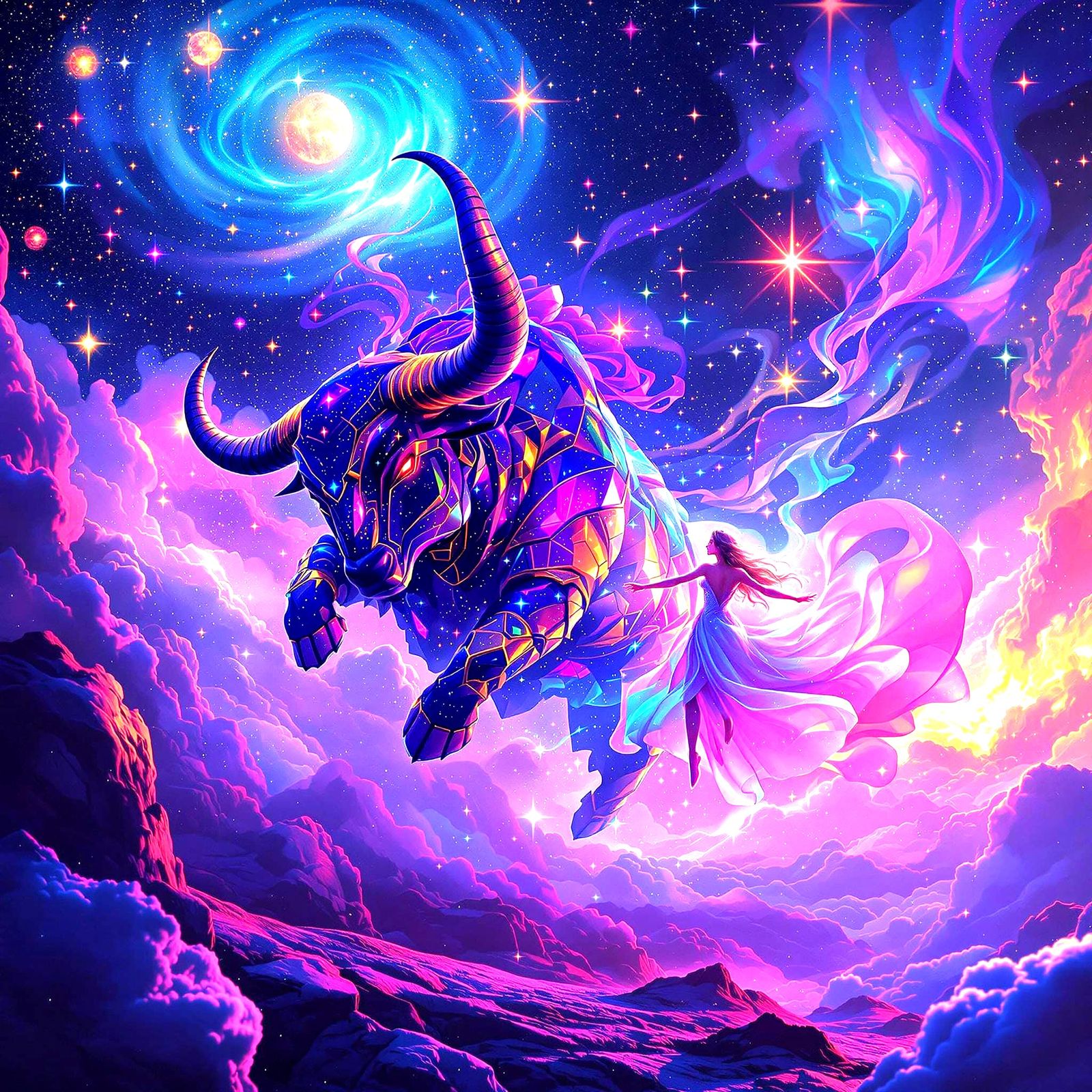Taurus the Bull Chasing Venus in Galaxy