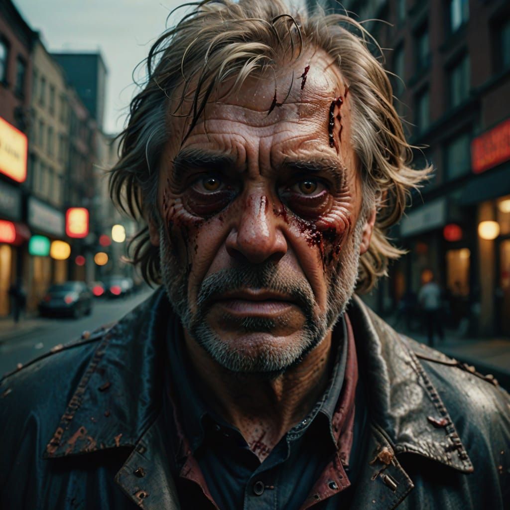 Deformed Man in Hyperrealistic Film Still