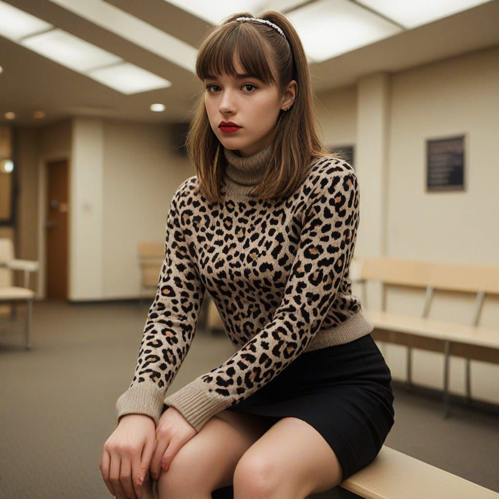 Chubby Girl in Leopard Print Contemplating in a Medical Cent...