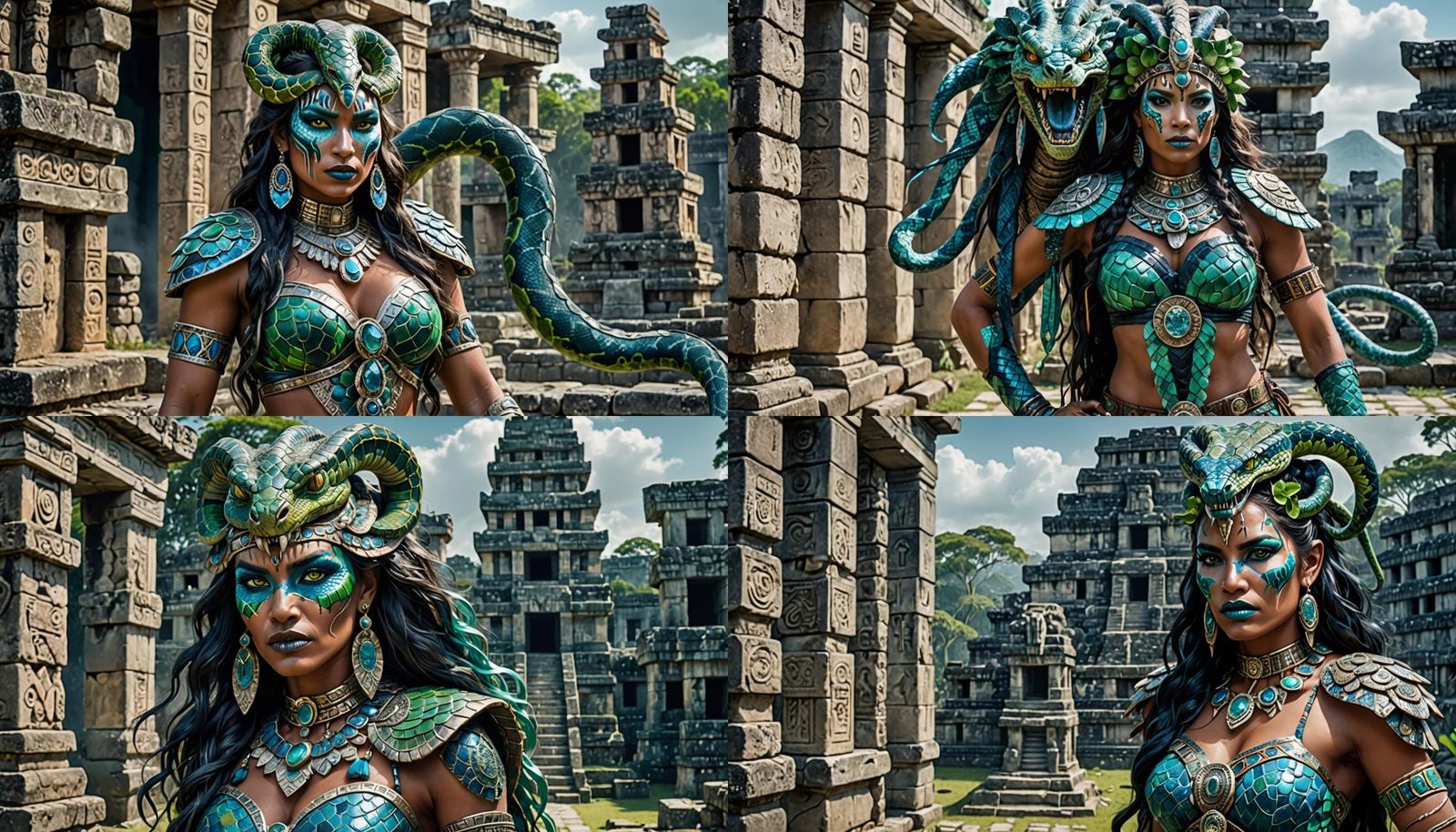 Snake Priestess is dressed in tribal garments