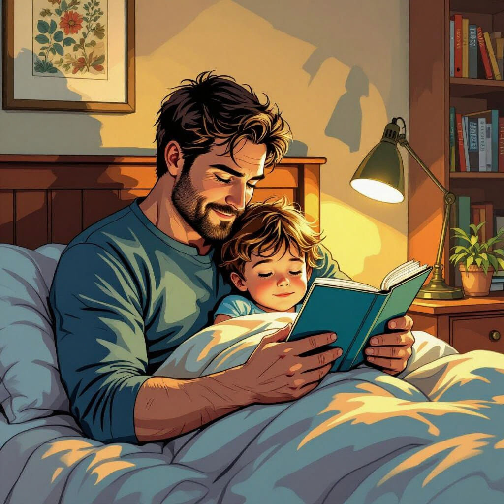 Cozy Bedtime Story in Comic Book Art Style