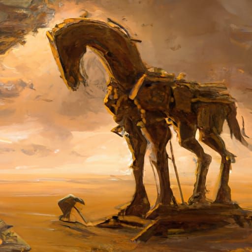 Trojan Horse Oil Painting in Classical Realism Style