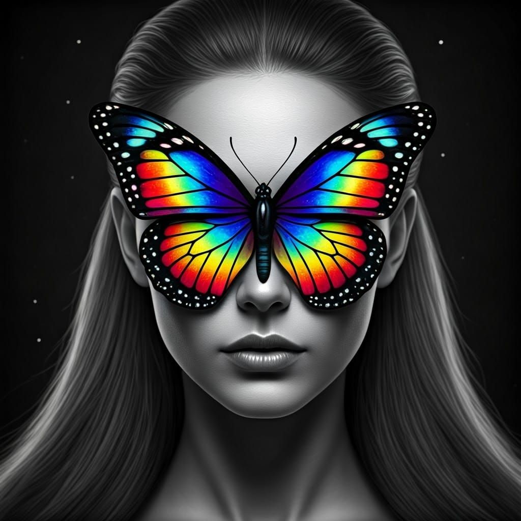 Woman with Butterfly Mask in Fine Art Portrait