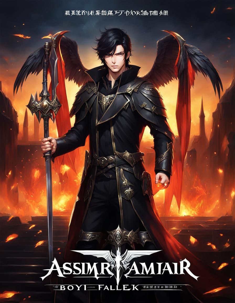 Fallen Aasimar with Black Wings and Cloak