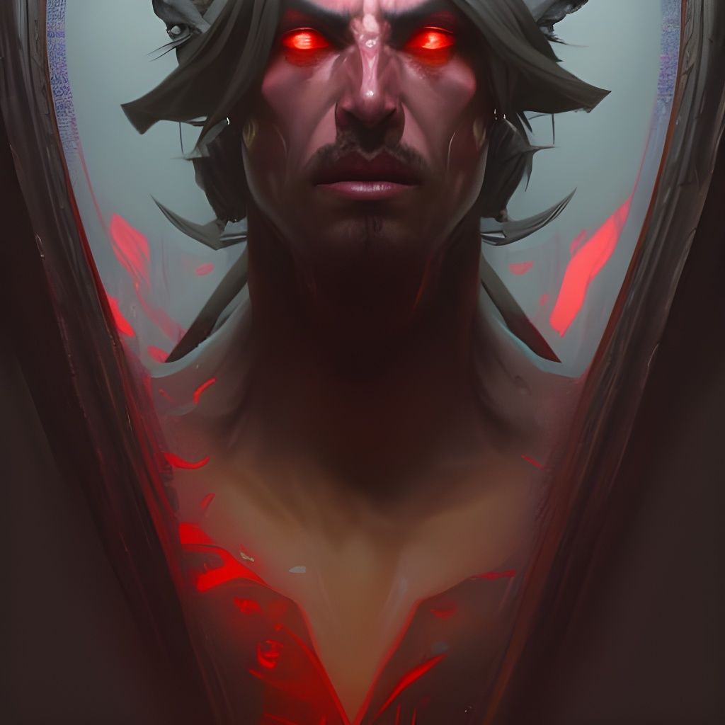Demonic Warlock Portrait in Eldritch Fantasy Art