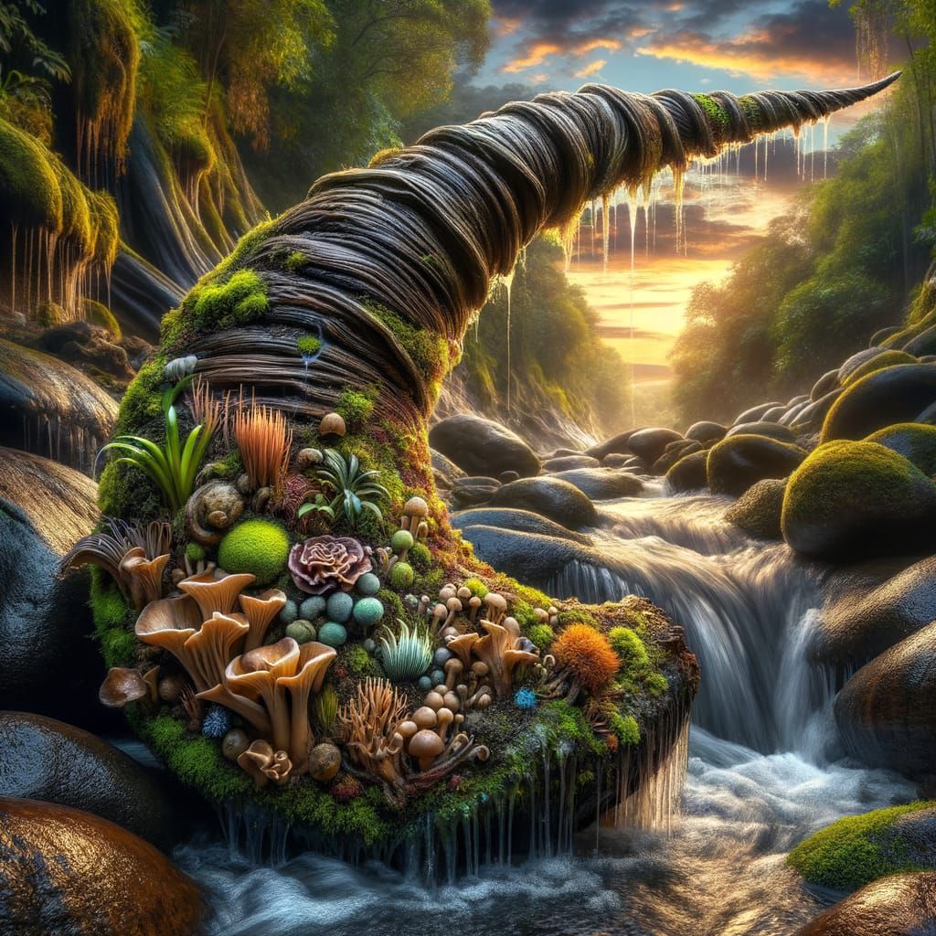 Unicorn Horn Overgrown with Magical Garden