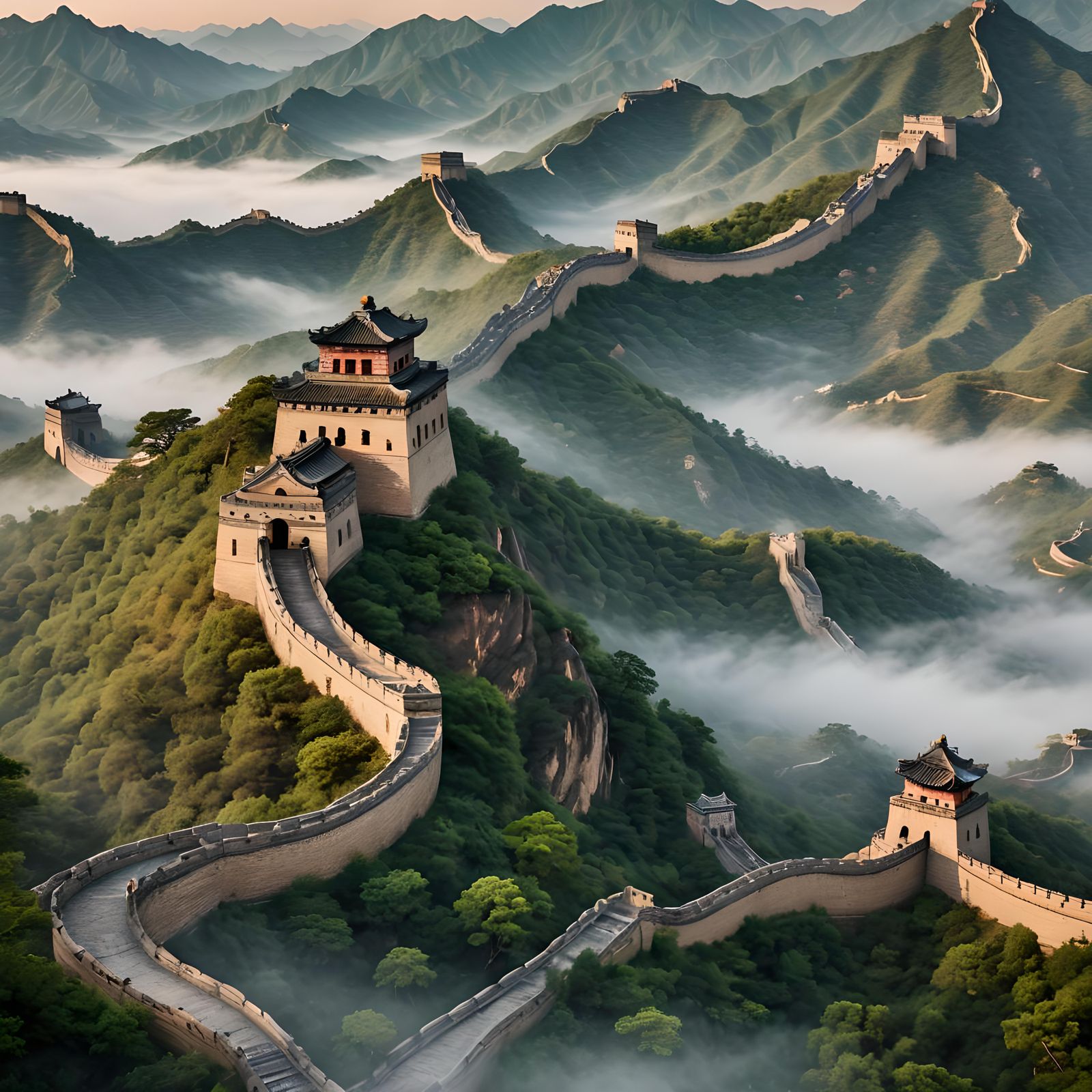 Great Wall of China: Vibrant Landscape Painting