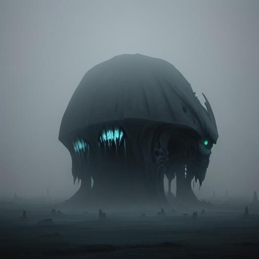 Alien Mass Grave in Surreal Sci-Fi Horror Style