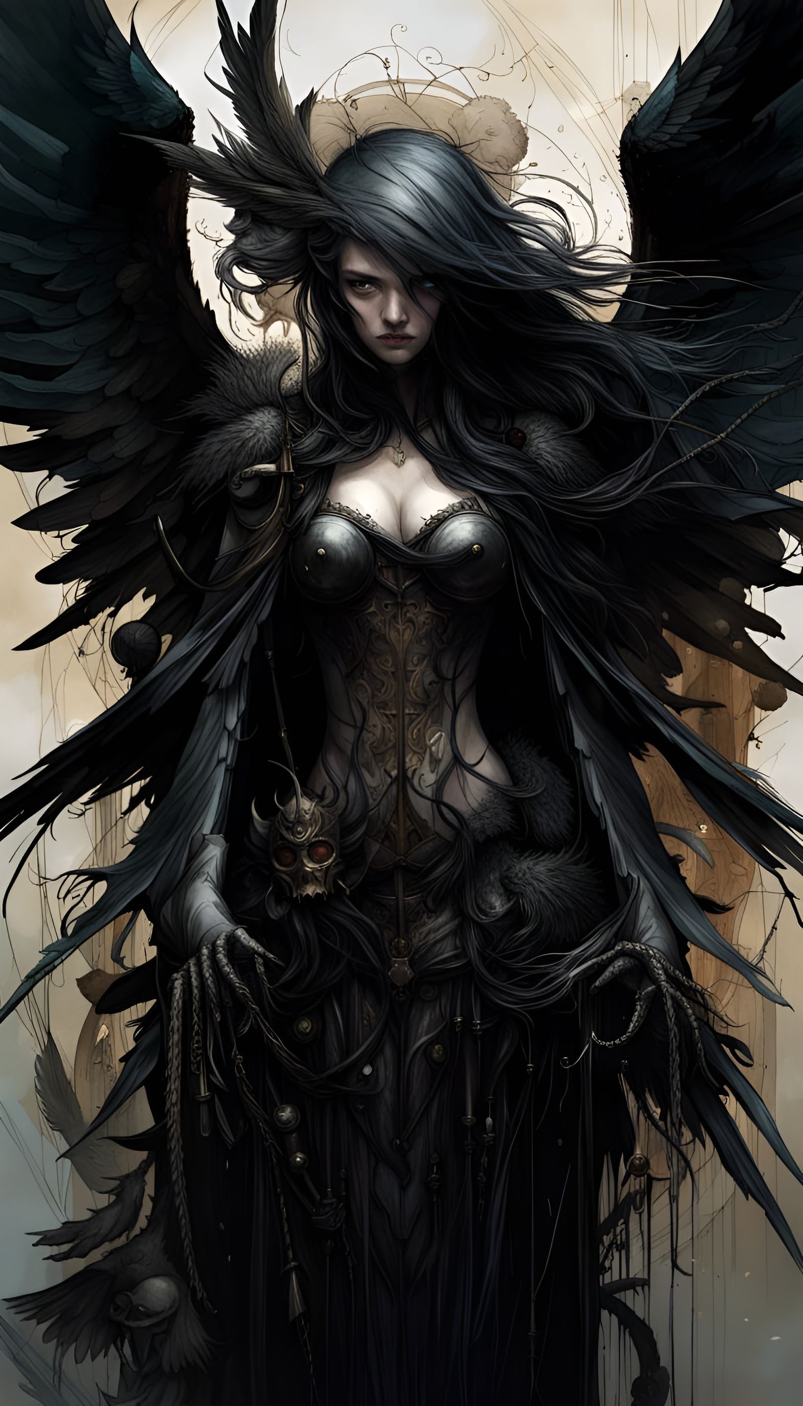 Dark Angel Embracing Wayward Soul: Fantasycore Art