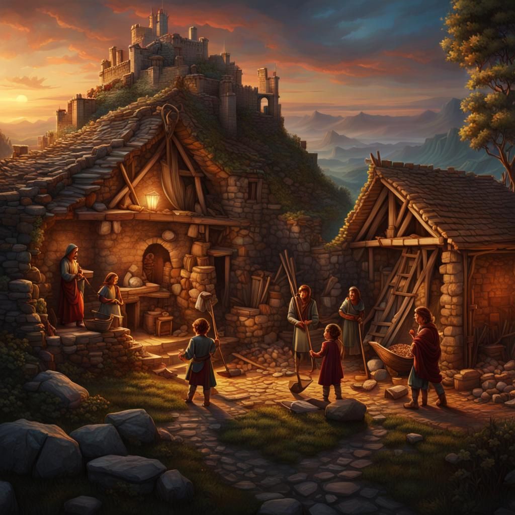 Cozy Homeowner's Tower of Babel in Progress, Detailed Fantas...