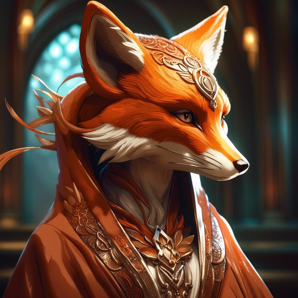 A anthro female fox priestess...