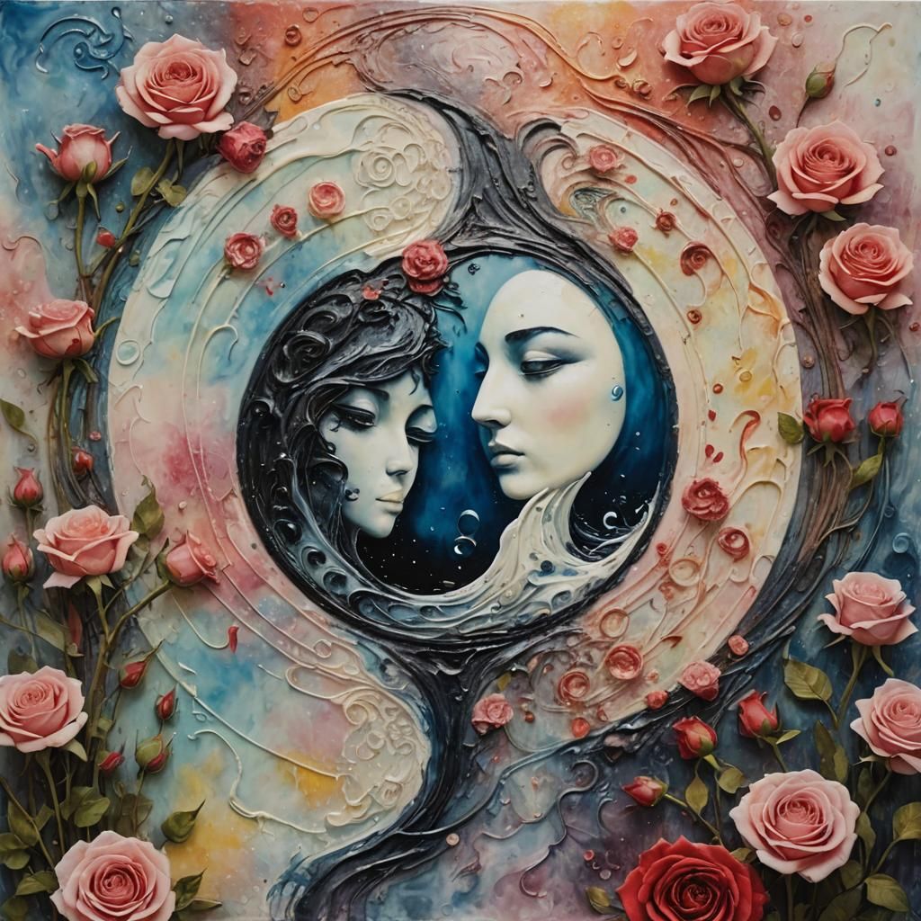 Encaustic Wax Art of Yin Yang Landscape