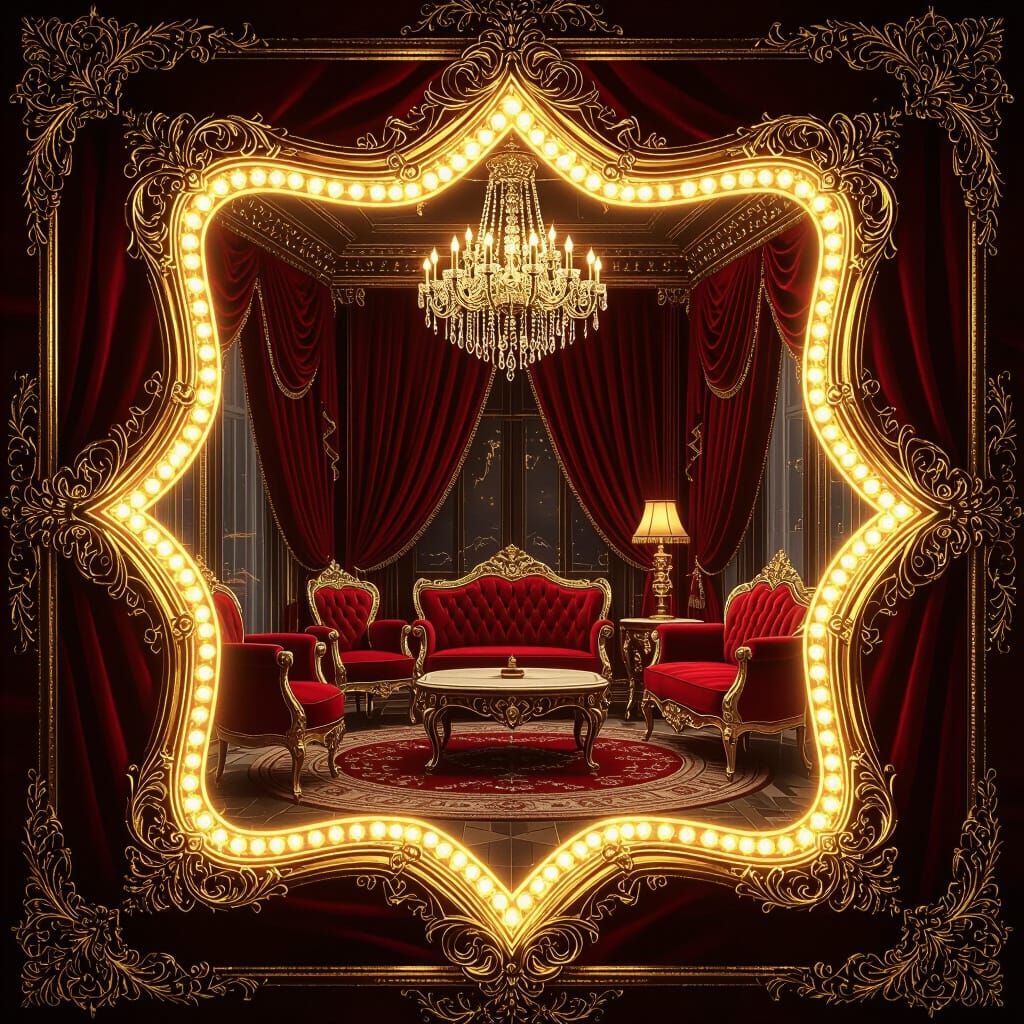 Luxurious Red and Gold Interior in Ornate Star Frame