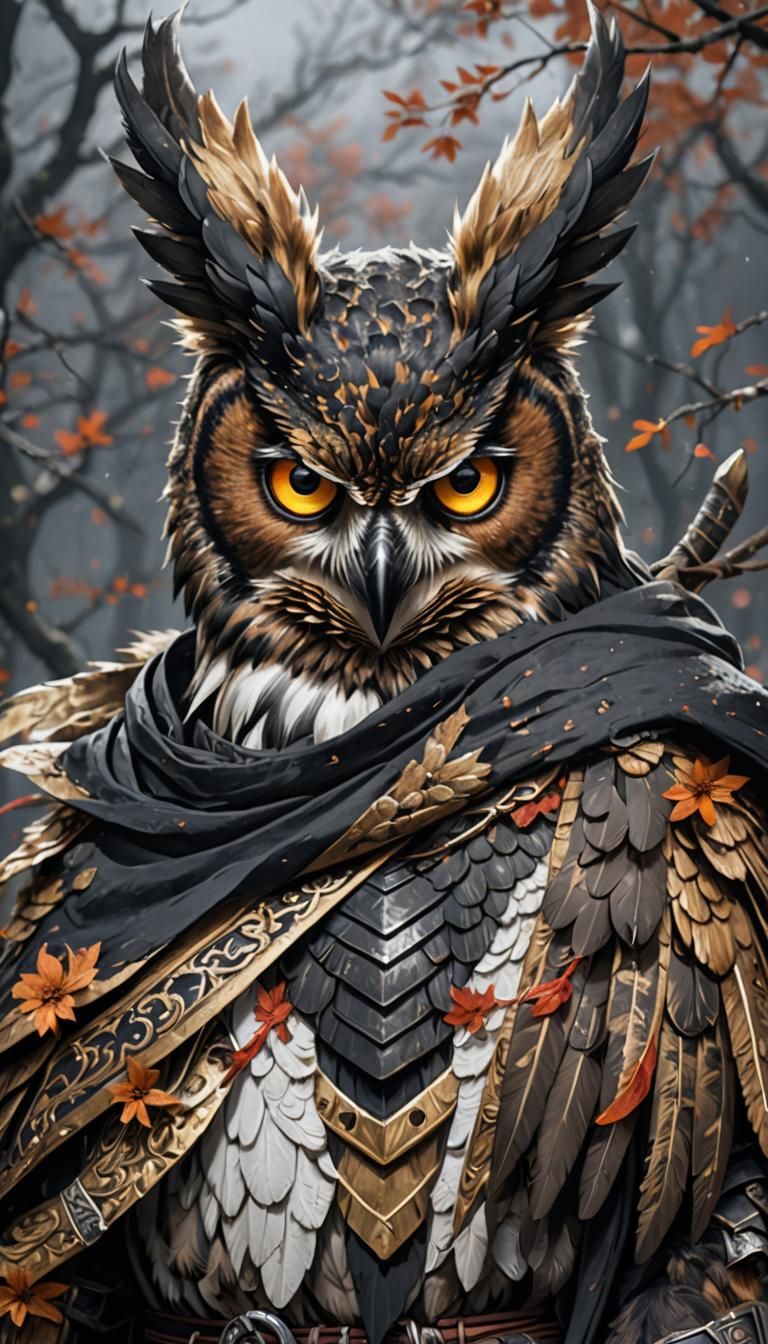 Owl Ninja Anti-Hero in Dark Fantasy Style