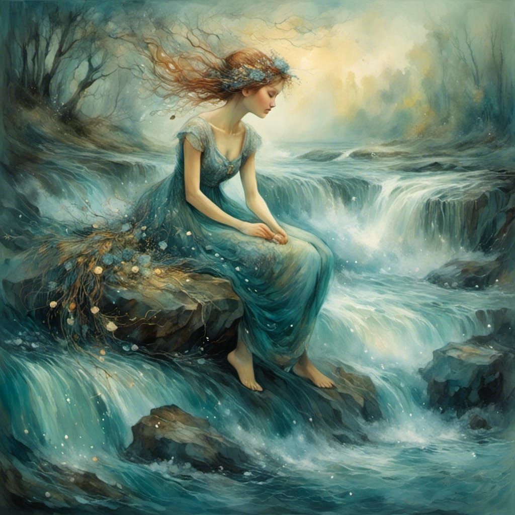 Dipper in Raging Torrent: Romantic Realism Bird Art