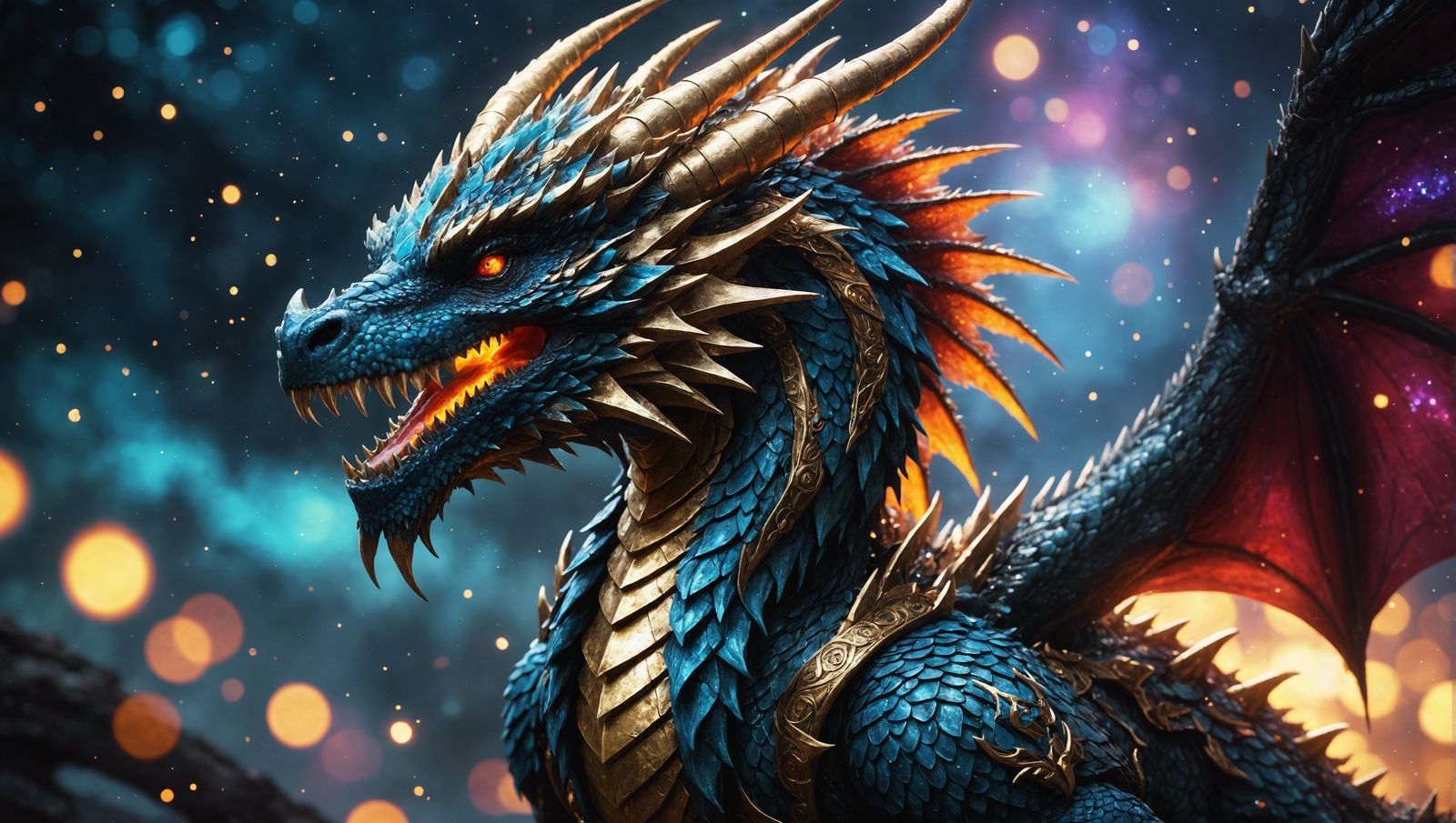 Iridescent Norse Dragon in Galactic Lighting
