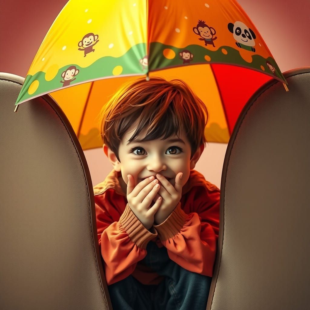 Whimsical Child Hides in Colorful Fort