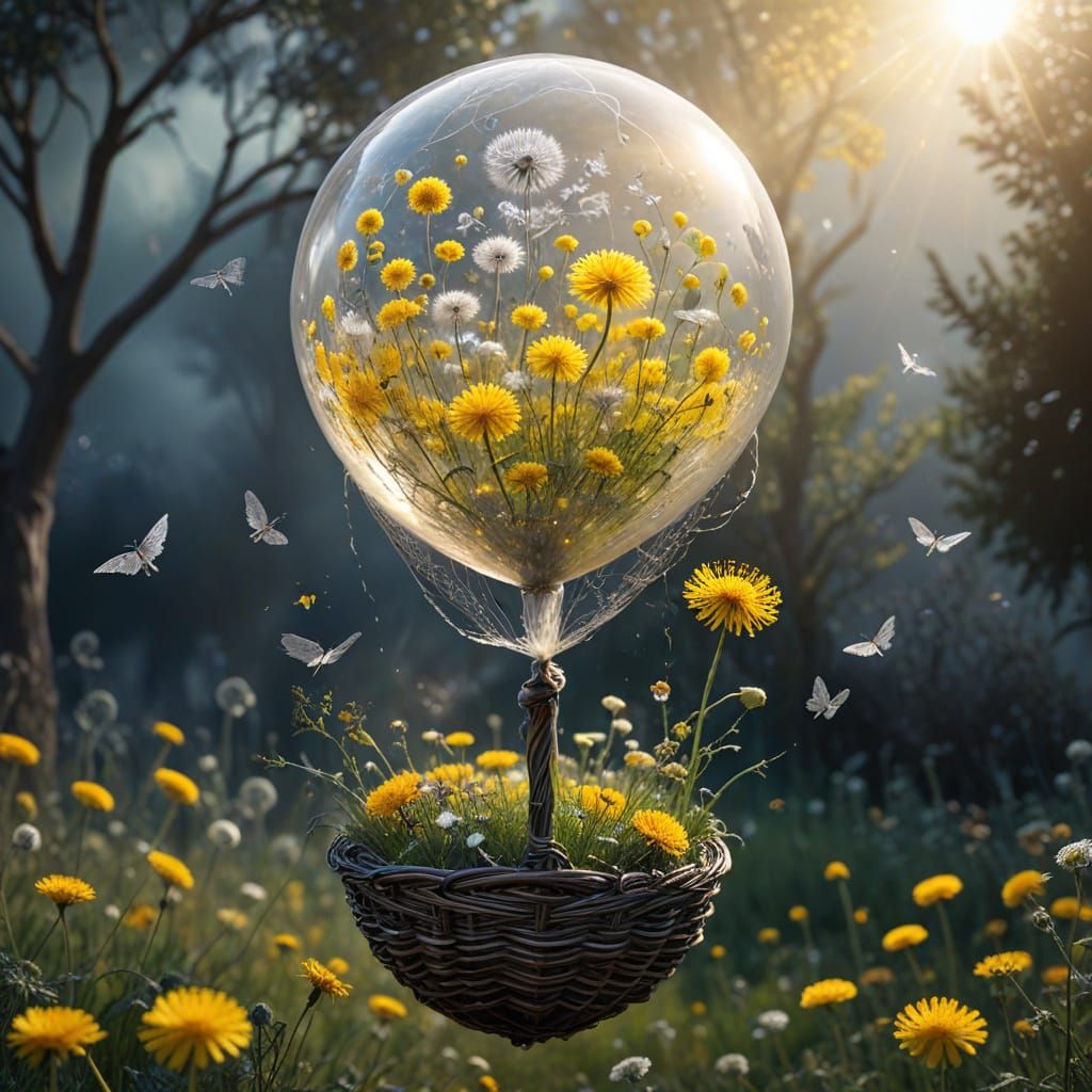 Ethereal Balloon with Filigree Being in Bio-Art Style