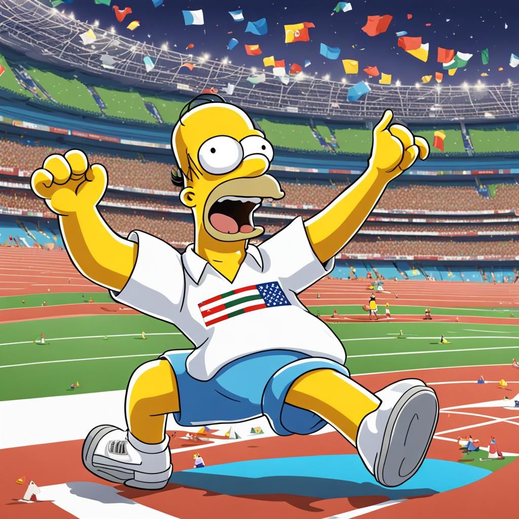 Homer Simpson at the Olympics in Anime Style