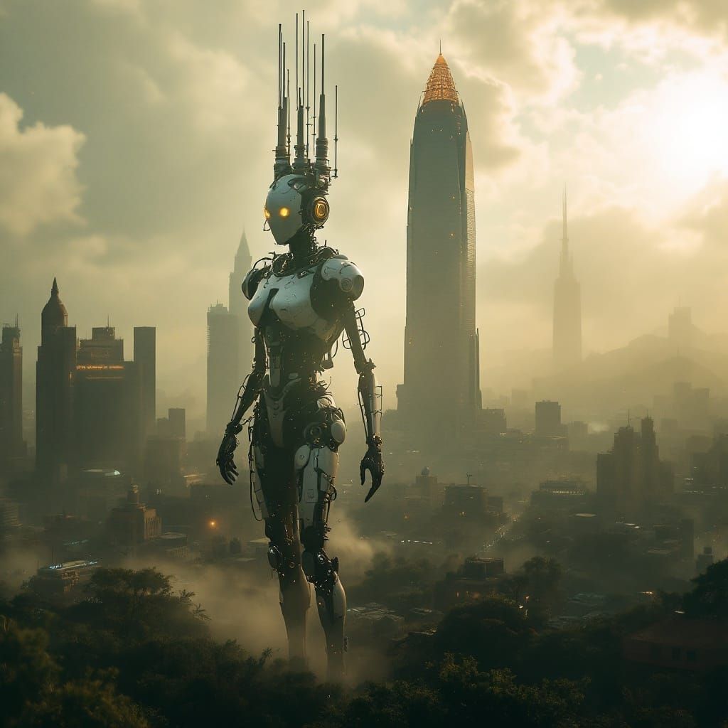 Futuristic AI City in Africa: Cinematic Film Still