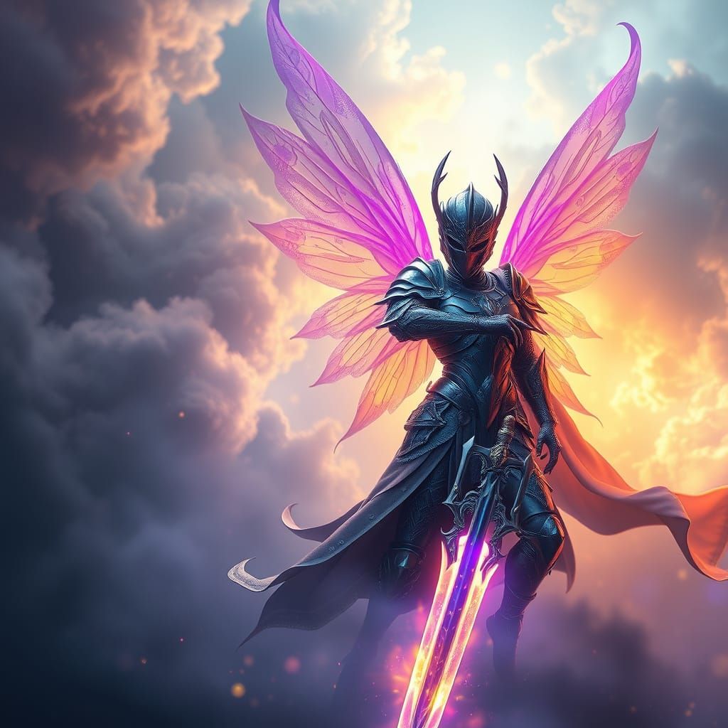 Ethereal Fairy Knight in Dark Fantasy Realm