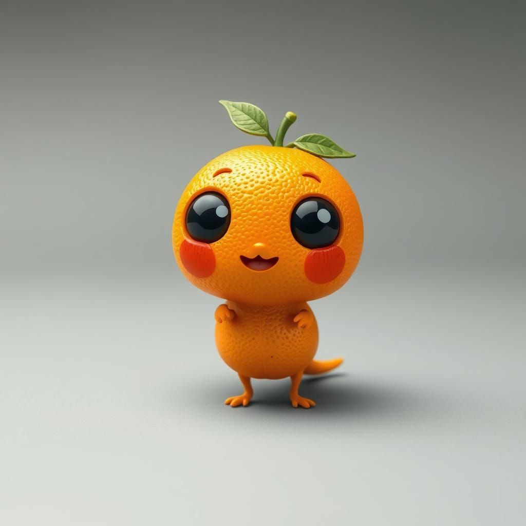 Whimsical Orange Creature with Peel Texture