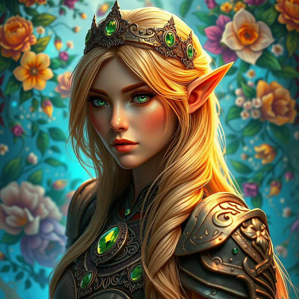 Ethereal High Elf Princess Warrior with Gemstones