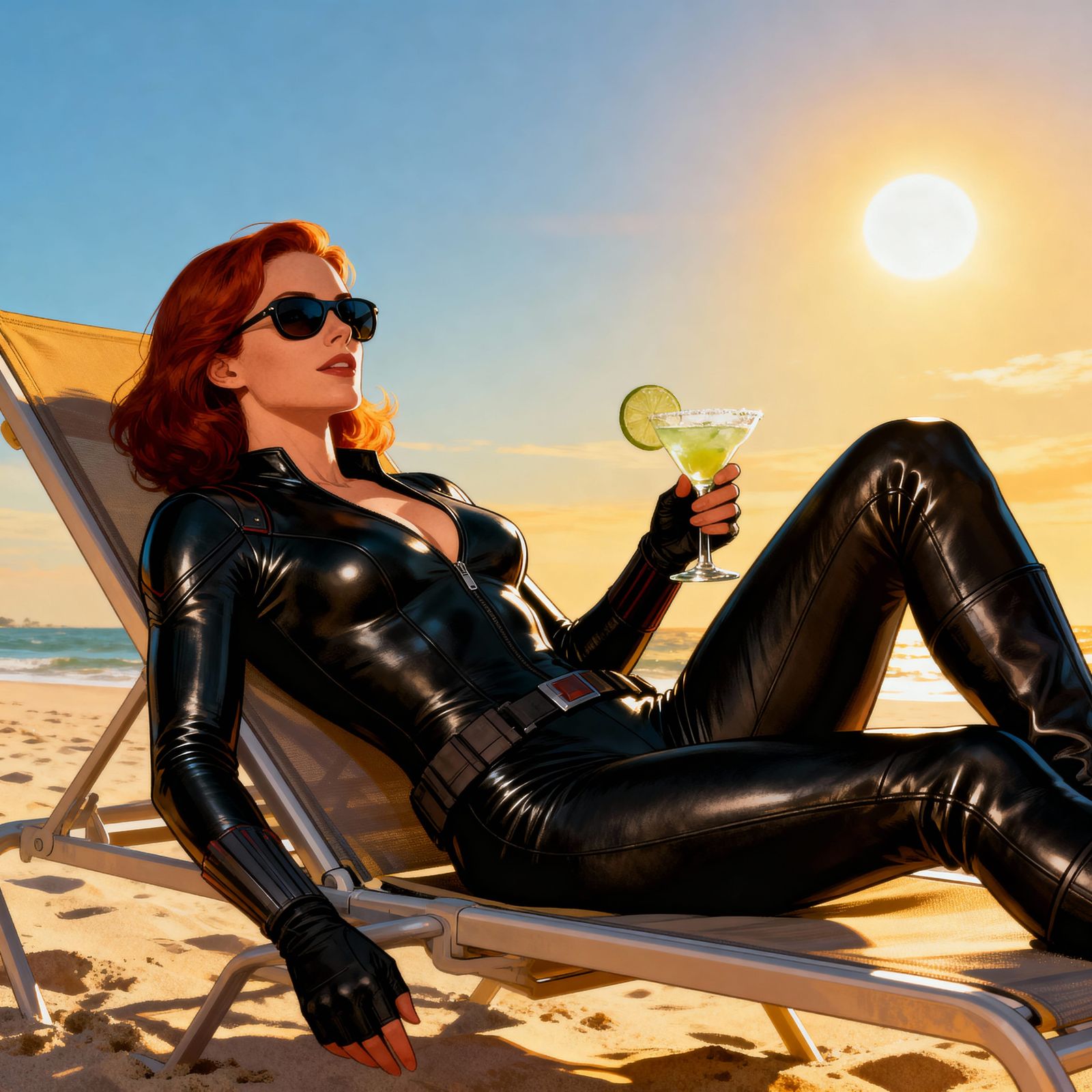 Black Widow Relaxing on a Sunny Beach