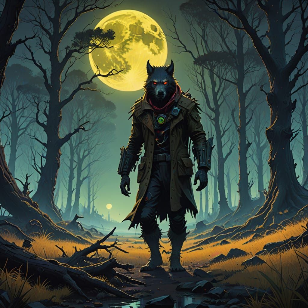 Mystical Forest Werewolf Transforms at Dusk