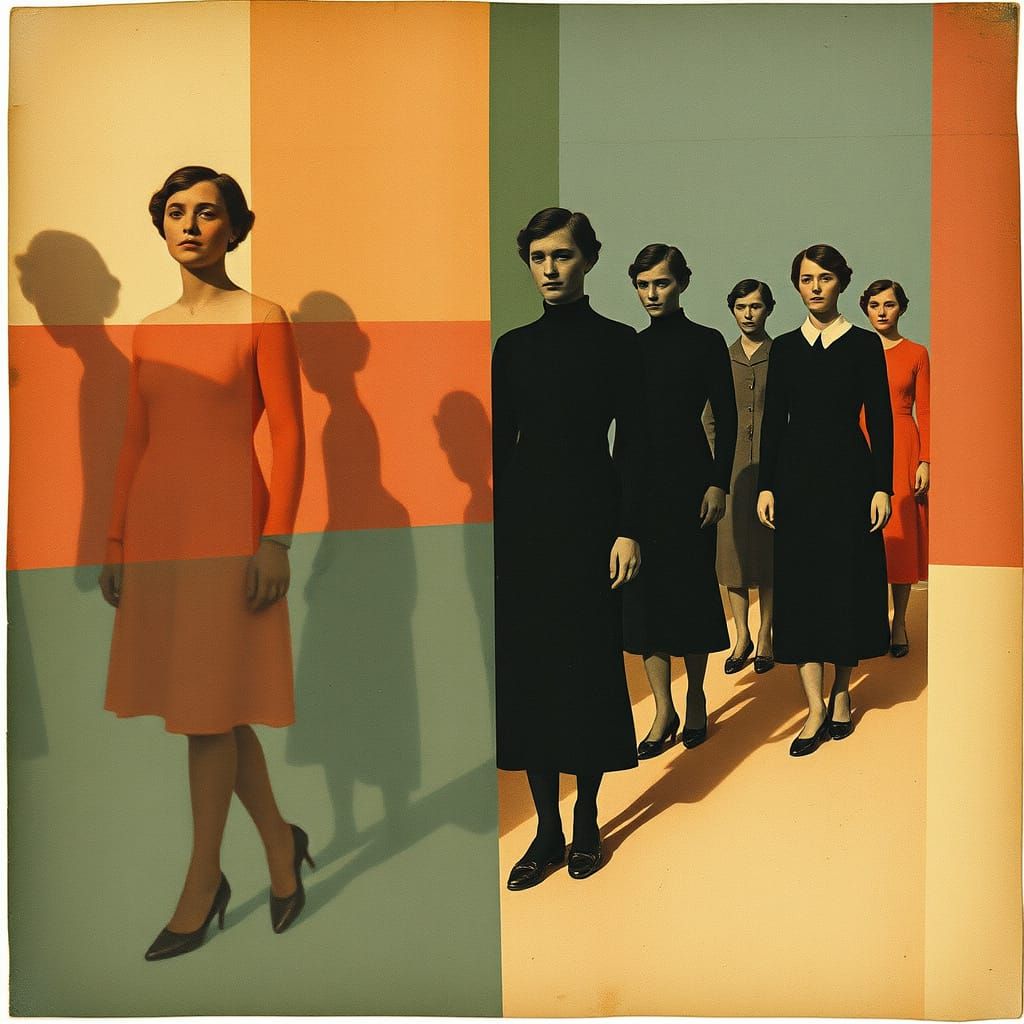 Vintage Collage of Textile Patterns and Shadow Play